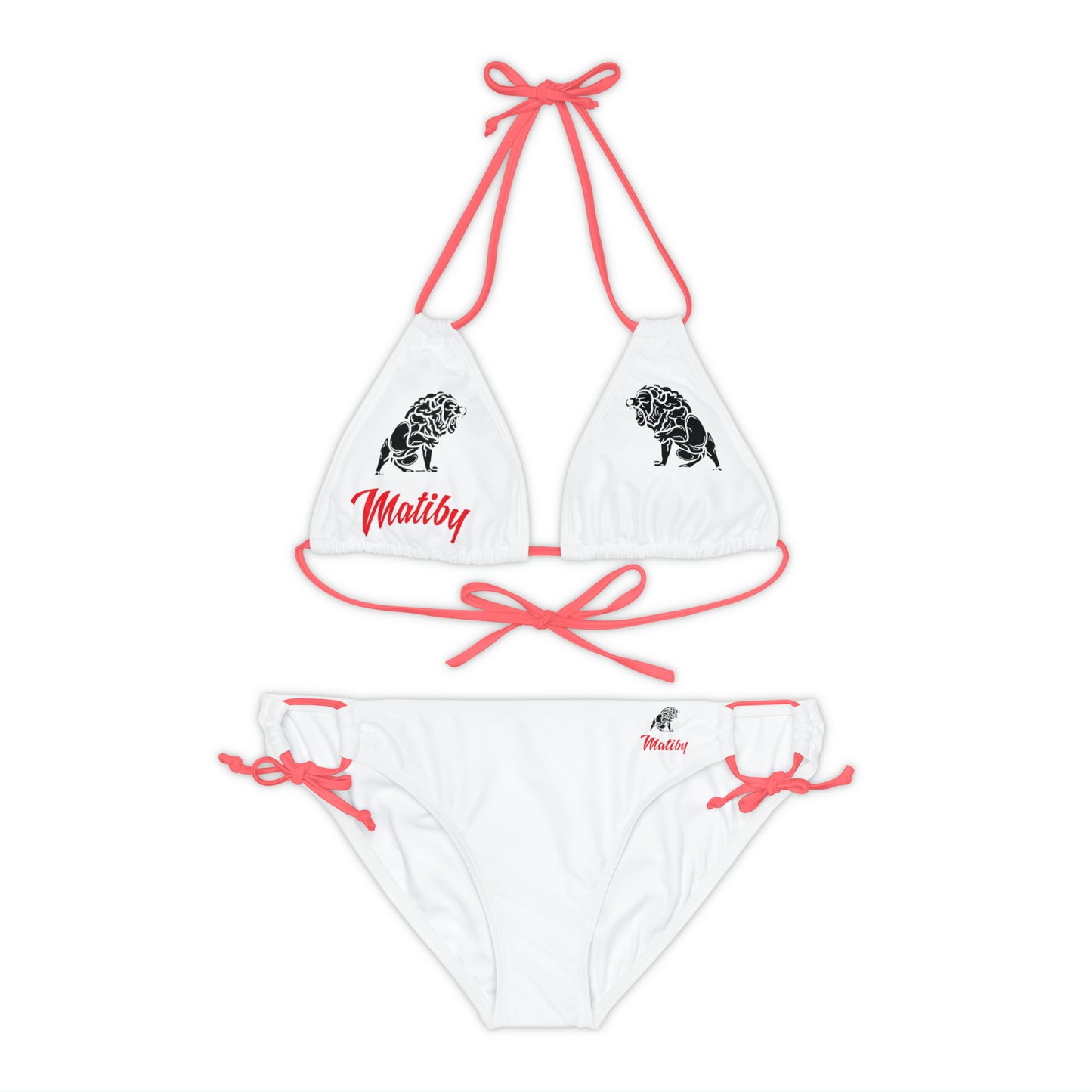 Matiby White Strappy Bikini Set (AOP)