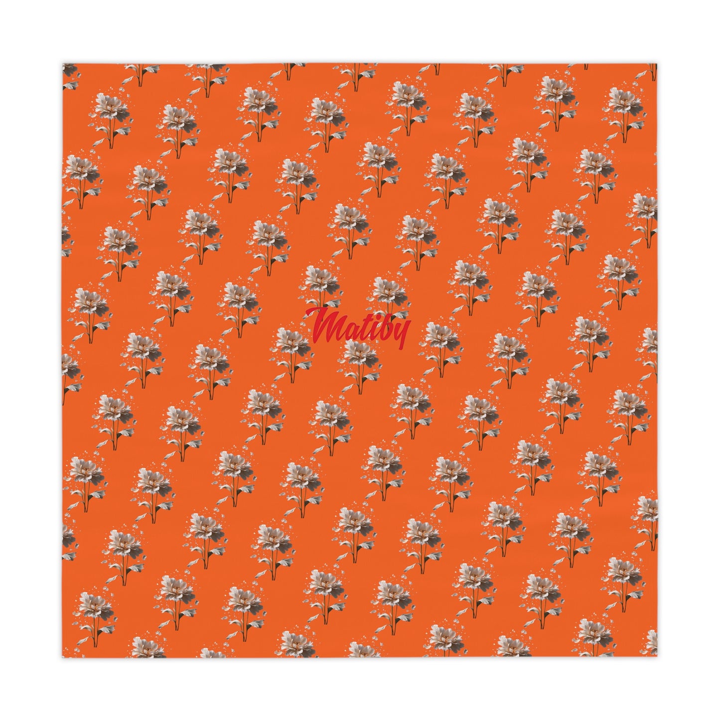 Matiby Dark Orange Flower Tablecloth