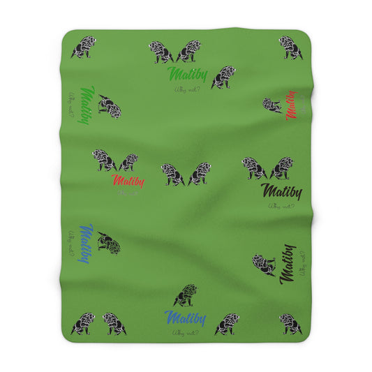 Matiby Lion Green Sherpa Fleece Blanket