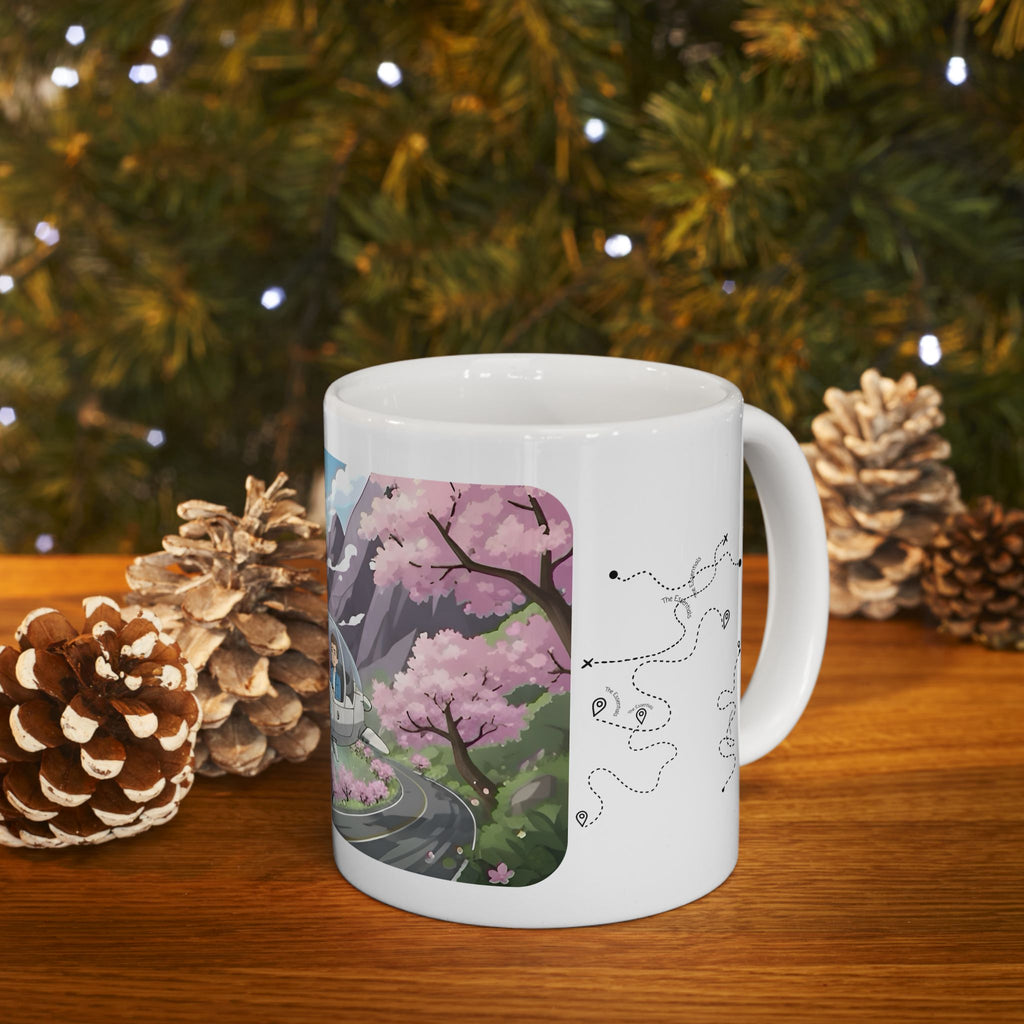 Sakura Mountain Vista White Ceramic Mug – Life’s Little Wonders Cup (11oz/15oz)