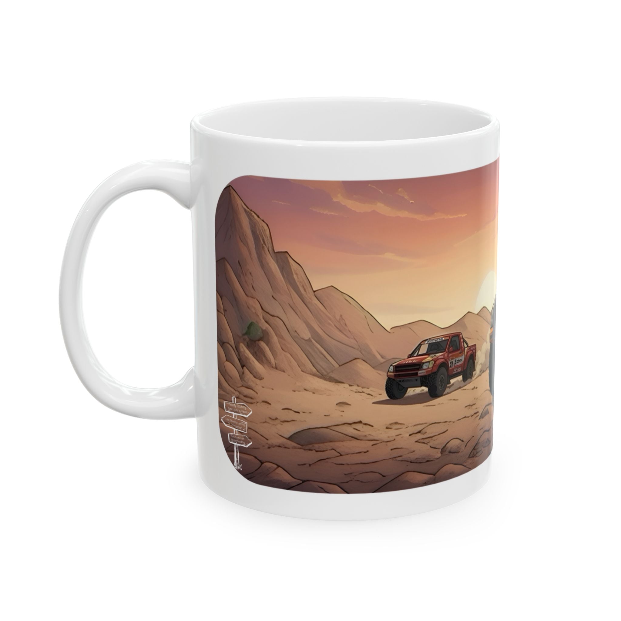 Adventure 4x4 Trucks #21, Dakar Rally Team Racers On The Go White Ceramic Mug — Find Your Path To The Essentials Cup (11oz & 15oz)