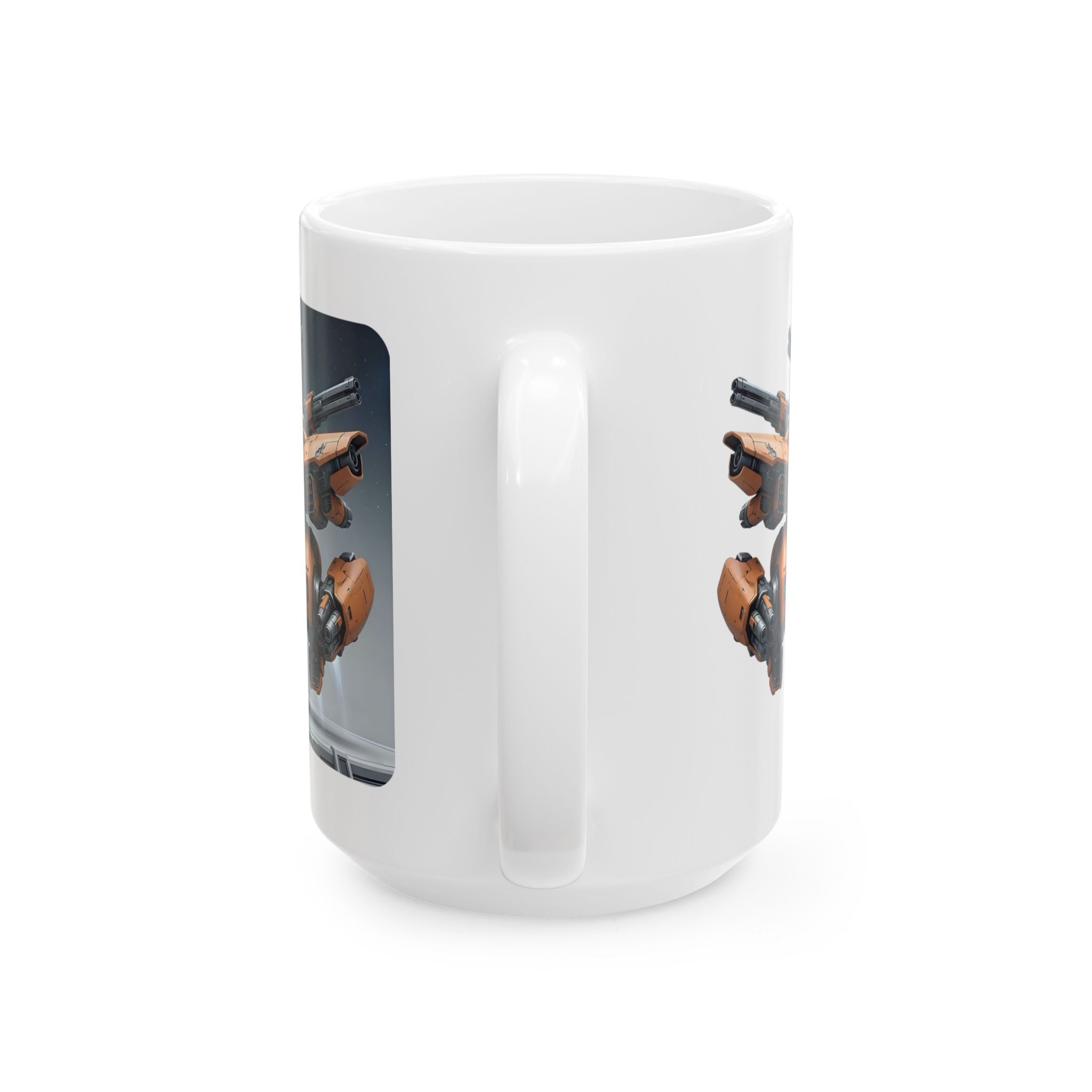 'The Meks' Sci‑Fi Mech Robot #4 White Ceramic Mug (11oz & 15oz)