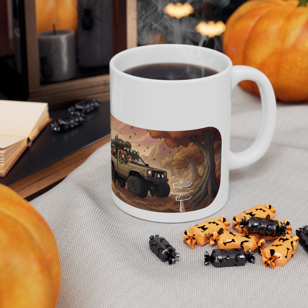 Adventure 4x4 Trucks #38, Sibling Brothers & Sisters On The Move White Ceramic Mug — Find Your Path To The Essentials Cup (11oz & 15oz)