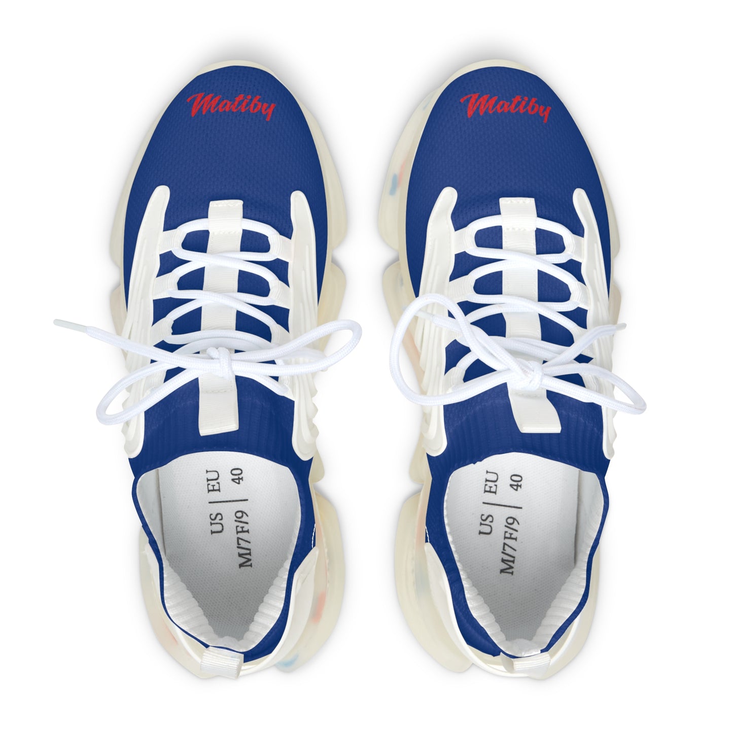 Women's Blue White Mesh Sneakers