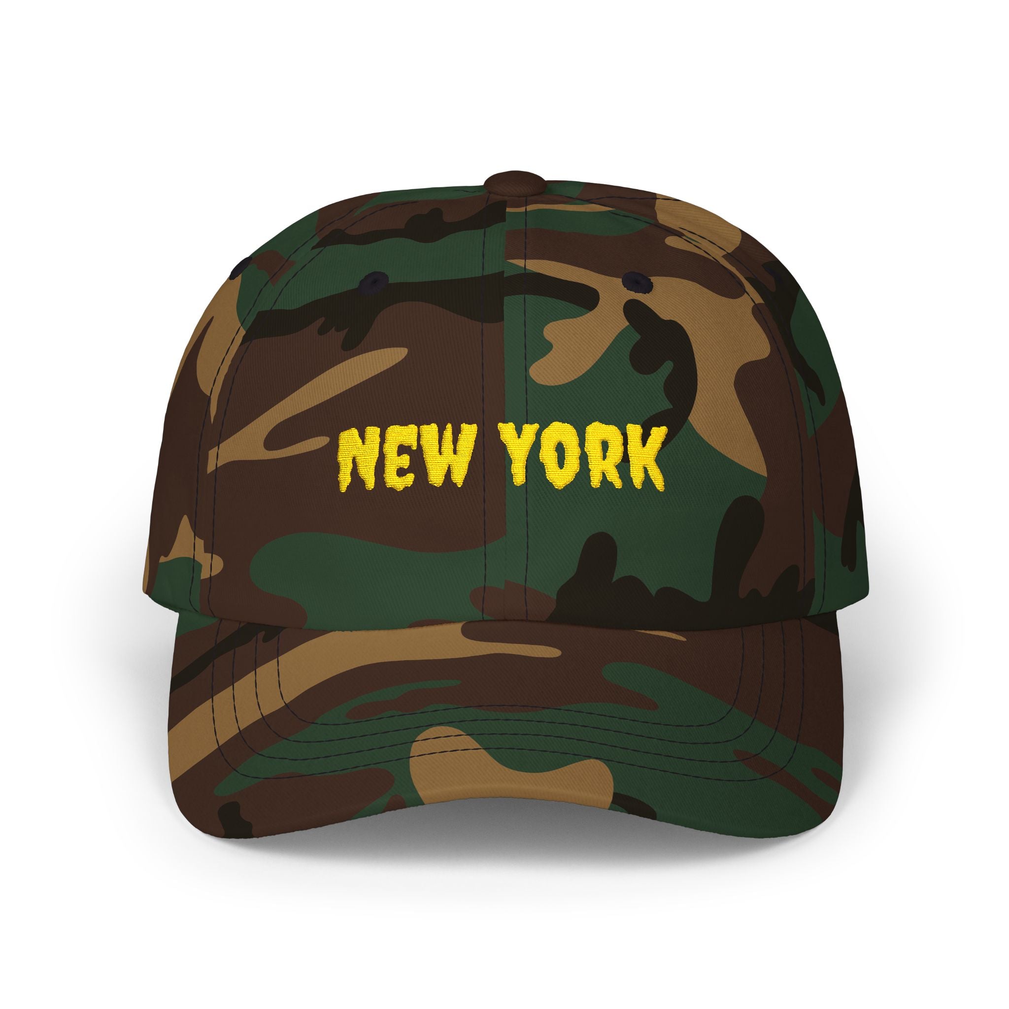 New York United States of America Gold Embroidered Classic Dad Cap | NY 11th USA Baseball Hat