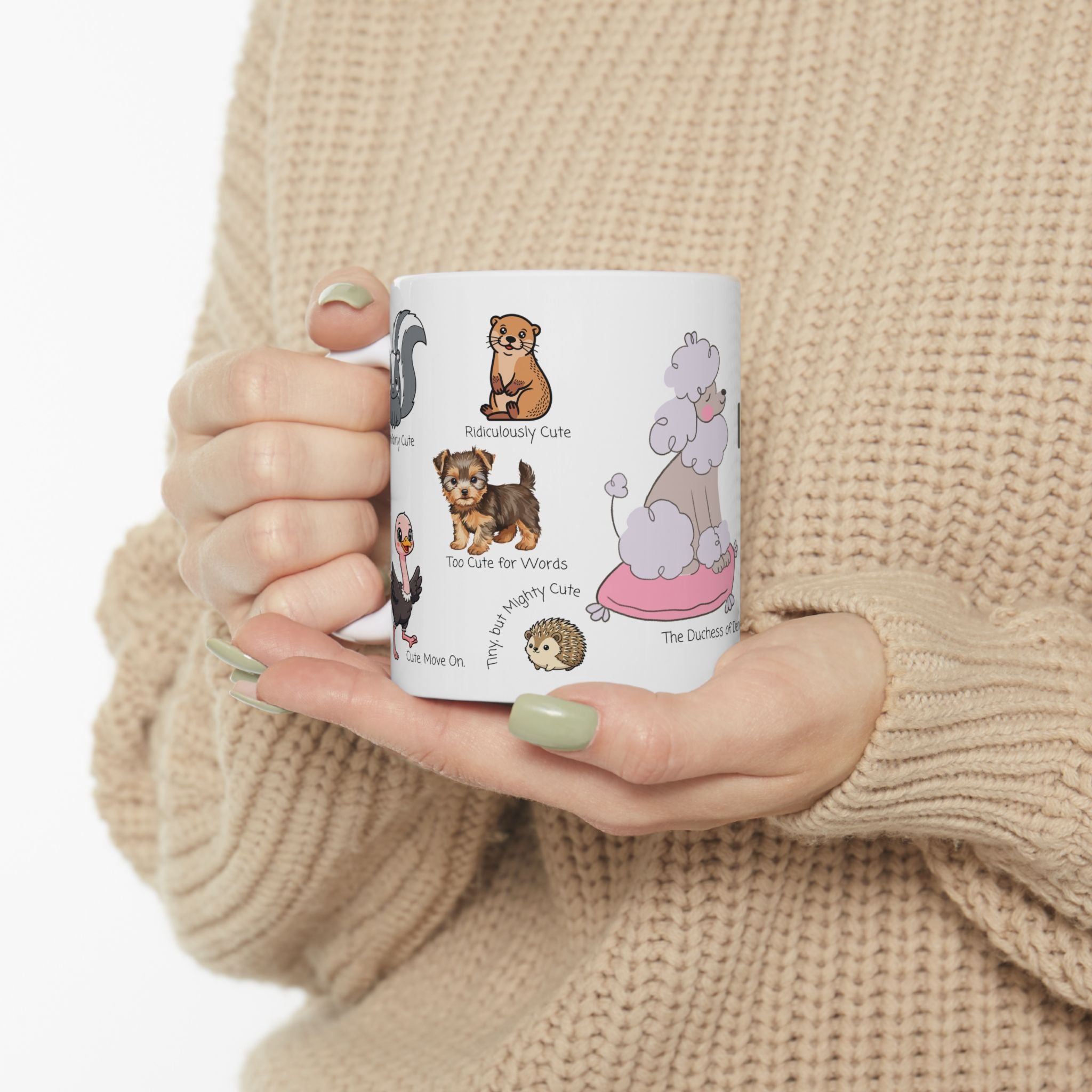The Duchess of Denier White Ceramic Mug — Tiny, But Mighty Cute Overload Cup (11oz/15oz)