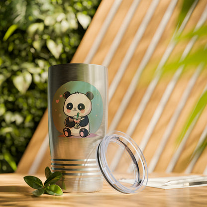 Artzy Panda With Boba Ringneck Tumbler, 20oz