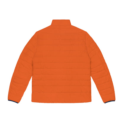 Men's Dark Orange Puffer Jacket (AOP)