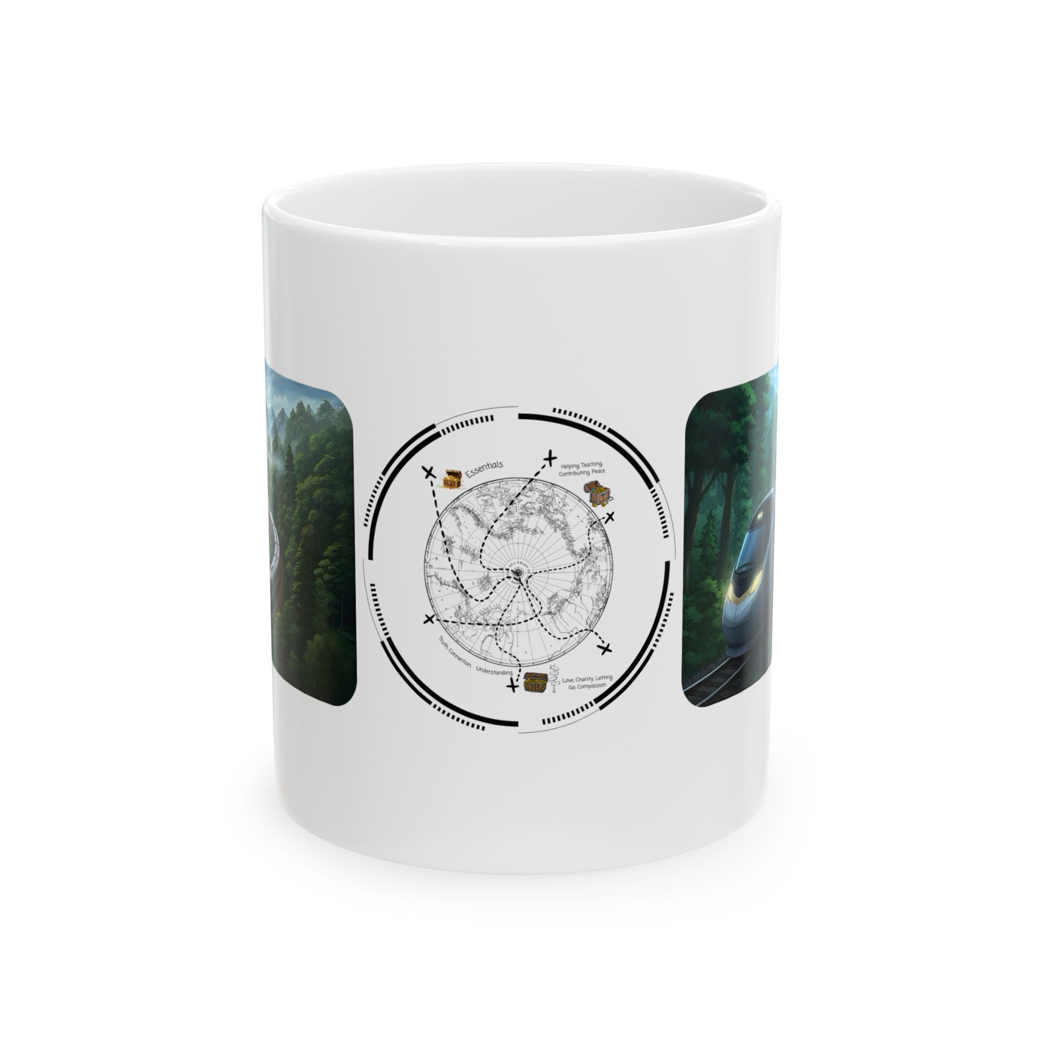 The Winding Journey Train Ride White Ceramic Mug — The Modern Traveler Transit Cup (11oz/15oz)