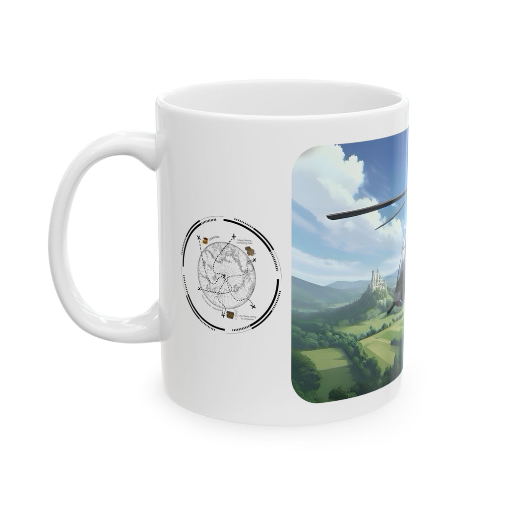 Touring Stealth Heli Scenic Blast Over Lofty Countryside White Ceramic Mug – Friends, Family & Imaginative Adventures, Celebrating Companionship, Creativity & Life’s Little Wonders Cup (11oz/15oz)
