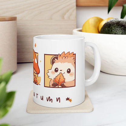 Journeys Hello Autumn Seasons of Change Ceramic Mugs, Gifts for Pet Lovers, Mugs for Animal Lovers, Cute Seasonal Mugs, Mug for All Occasions, Thanksgiving Mug