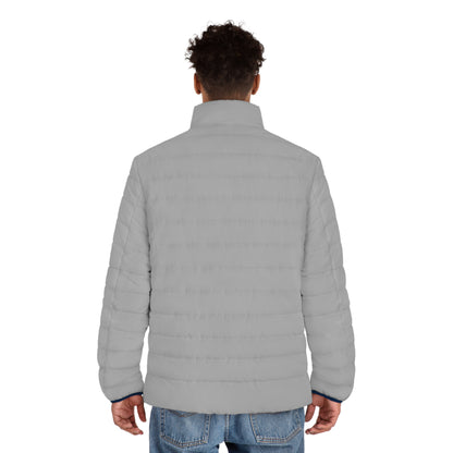 Men's Light Grey Puffer Jacket (AOP)