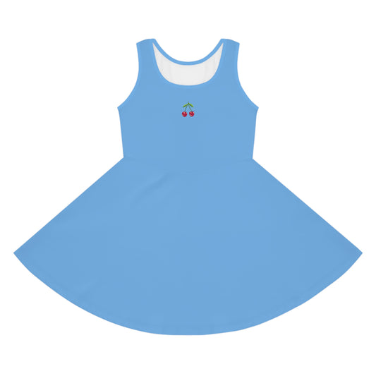 Girls' Light Blue Sleeveless Sundress (AOP)