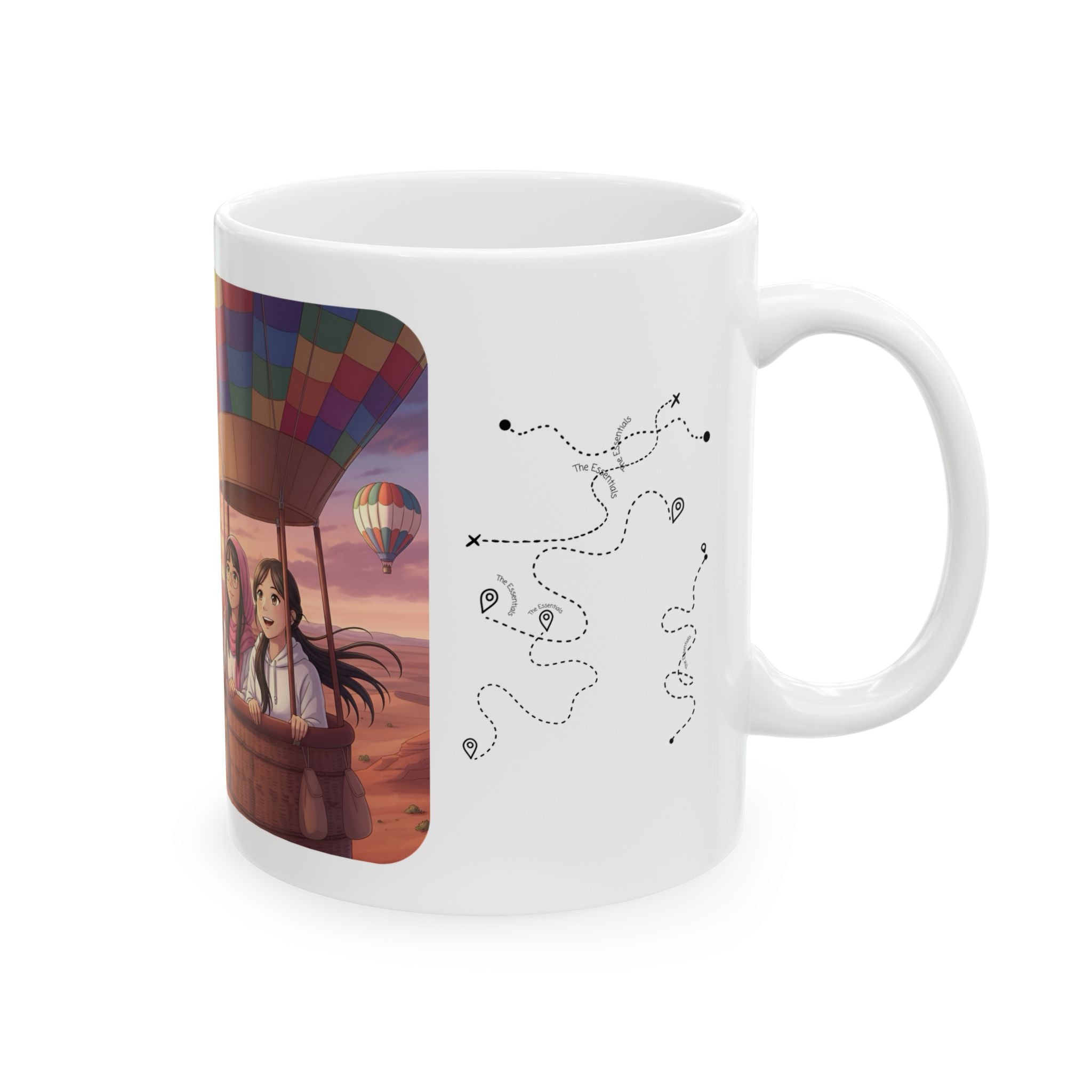 Best Friends Soaring in Hot Air Balloons White Ceramic Mug — True Wealth, Adventure, & Creativity Cup (11oz/15oz)
