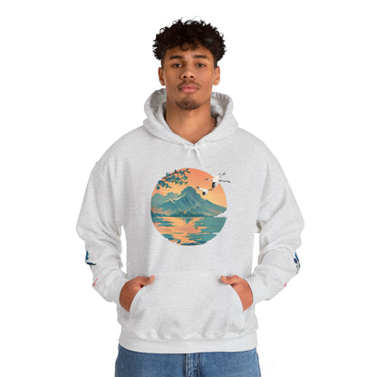 Japanese Blue Roses Landscape Unisex Heavy Blend™ Hooded Sweatshirt