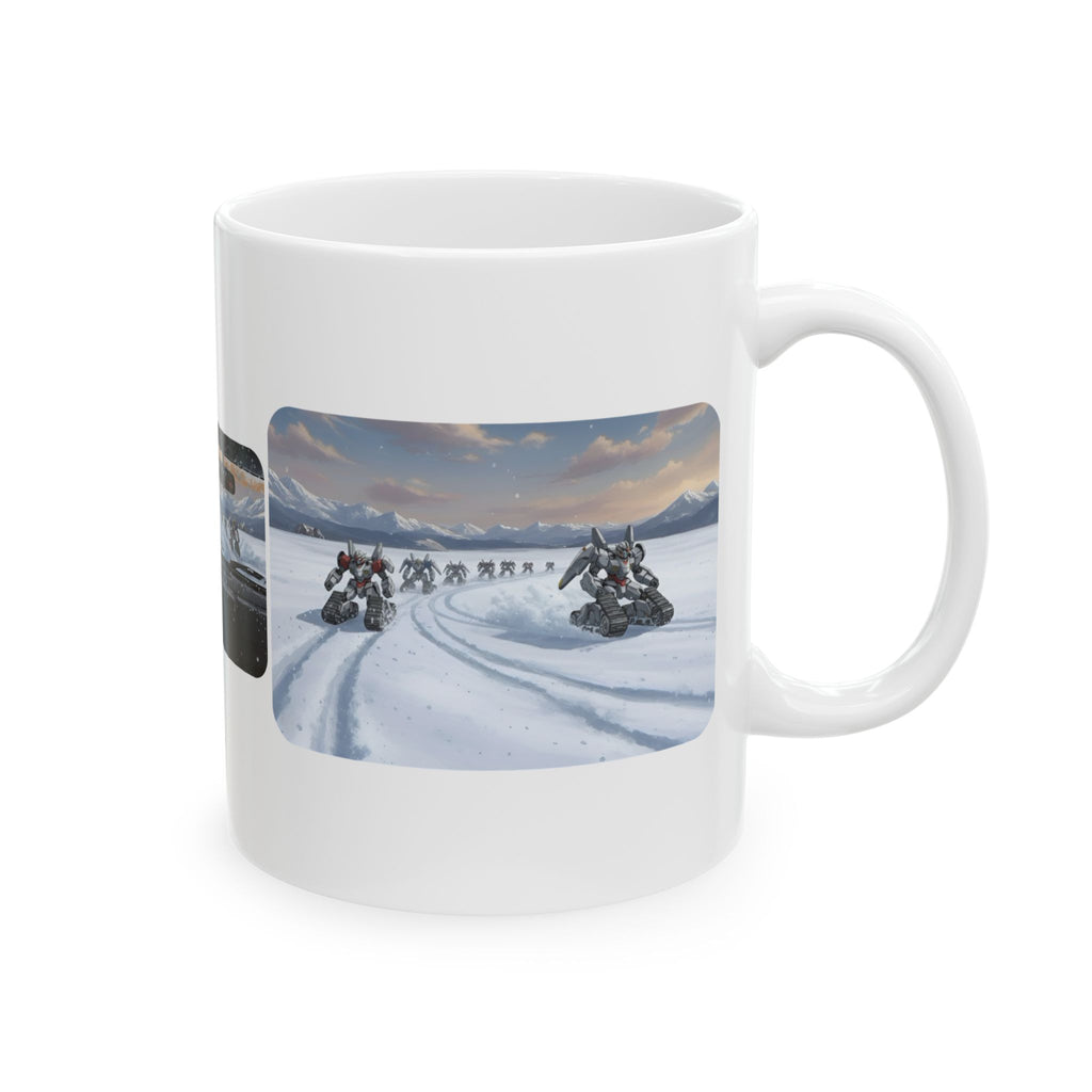 Mech Anime Racing Adventure White Ceramic Mug — Find Your Path To The Essentials Cup (11oz & 15oz)