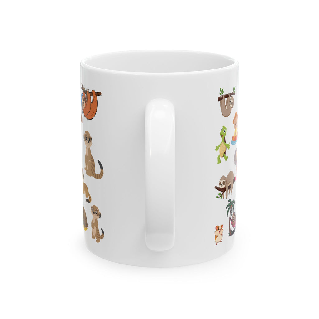 Playful & Cute Pets Decor #6 White Ceramic Mug — Adorable Animals To Brighten Your Day Cup (11oz & 15oz)