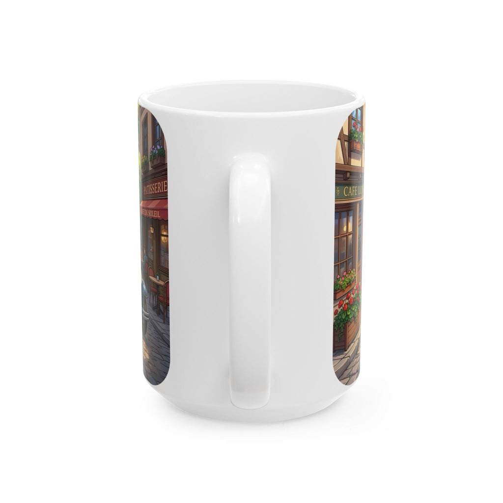 Vintage Village Roadtrip #2 White Ceramic Mug — Classic Cars & Happy Town Friends Cup (11oz, 15oz)