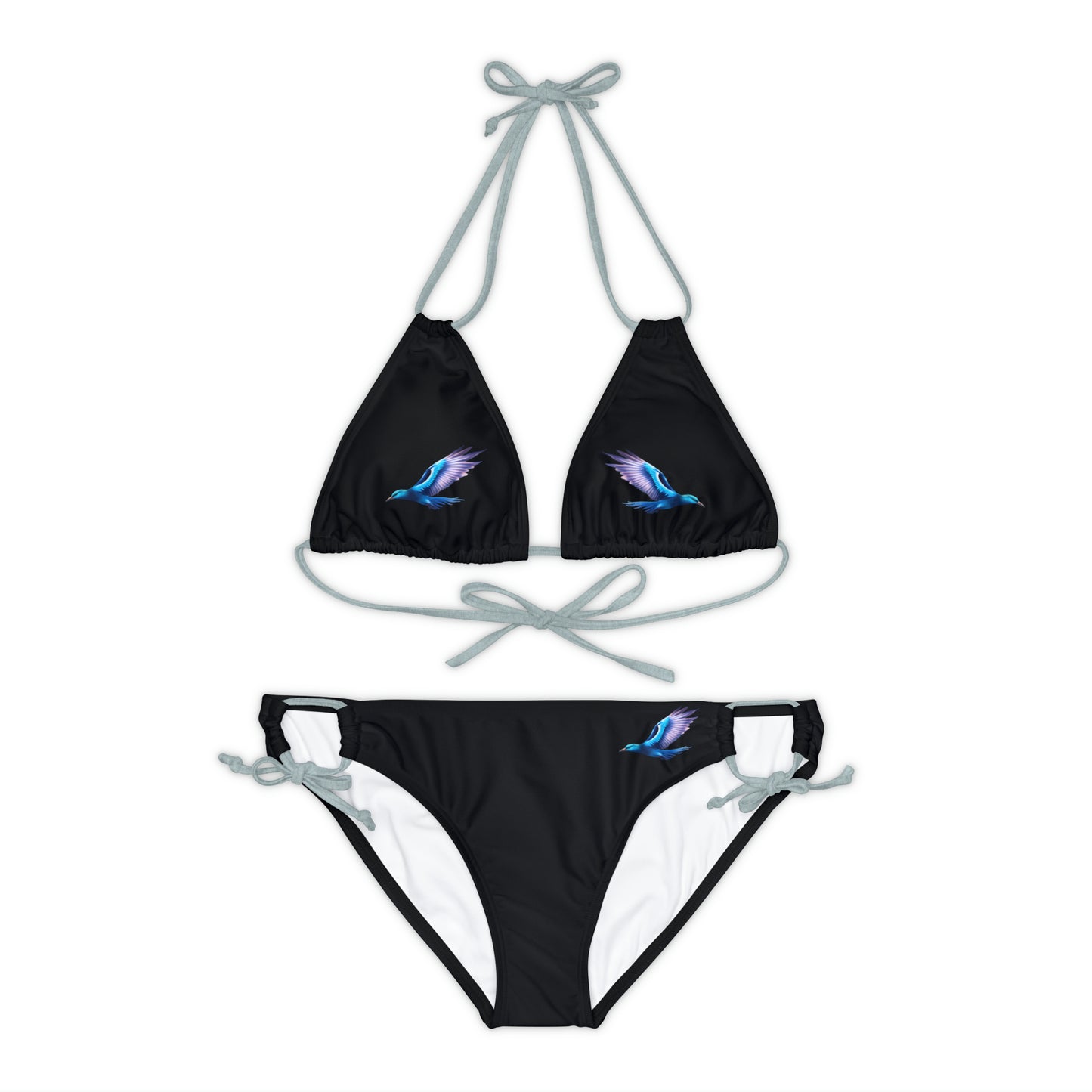 Black Strappy Bikini Set (AOP)