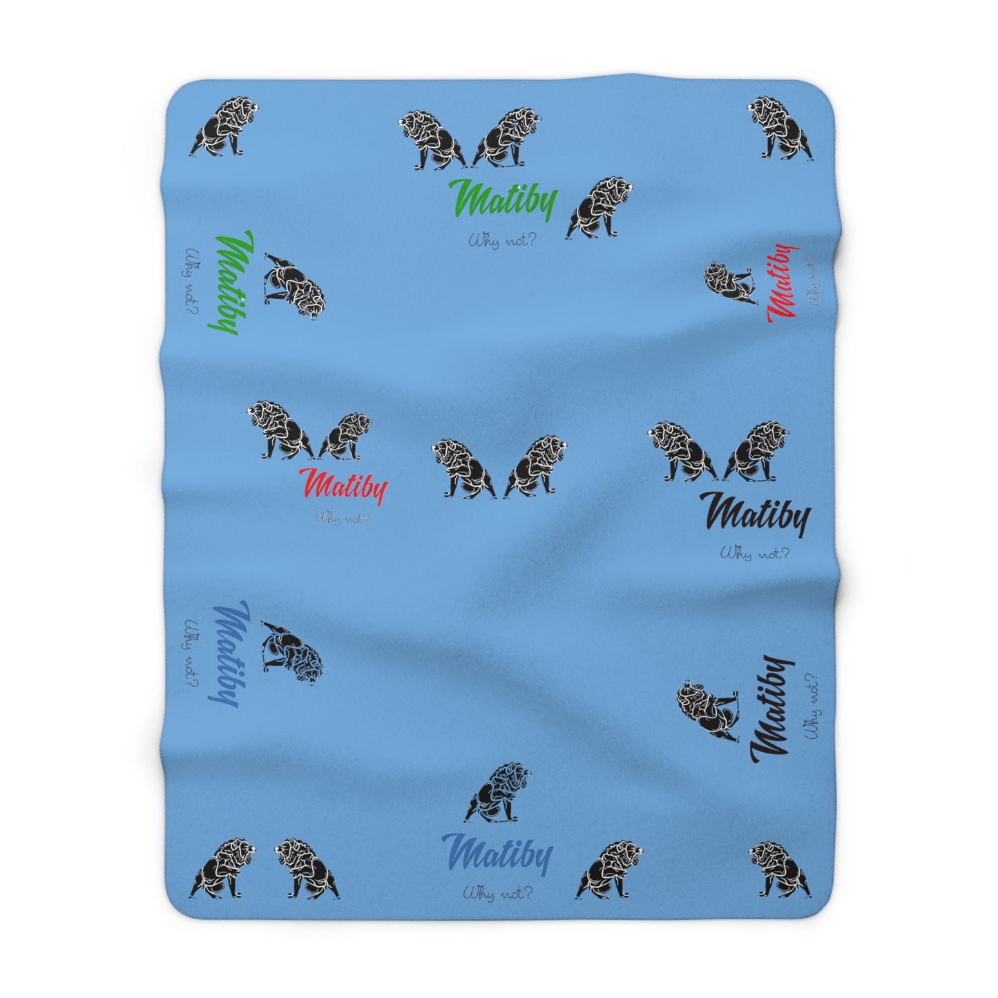 Matiby Lion Light Blue Sherpa Fleece Blanket