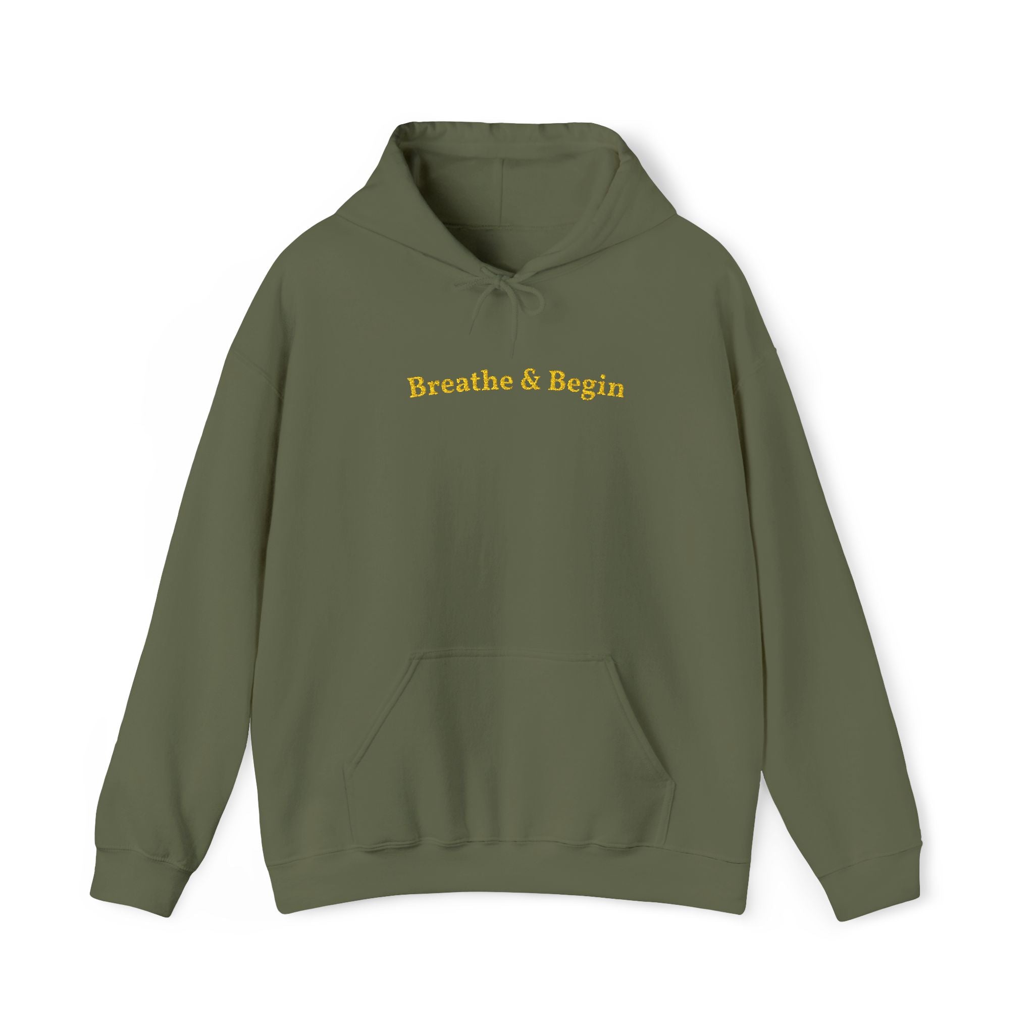 Breathe & Begin Gold Embroidered Unisex Heavy Blend Hooded Sweatshirt, Strength And Hope Hoodie