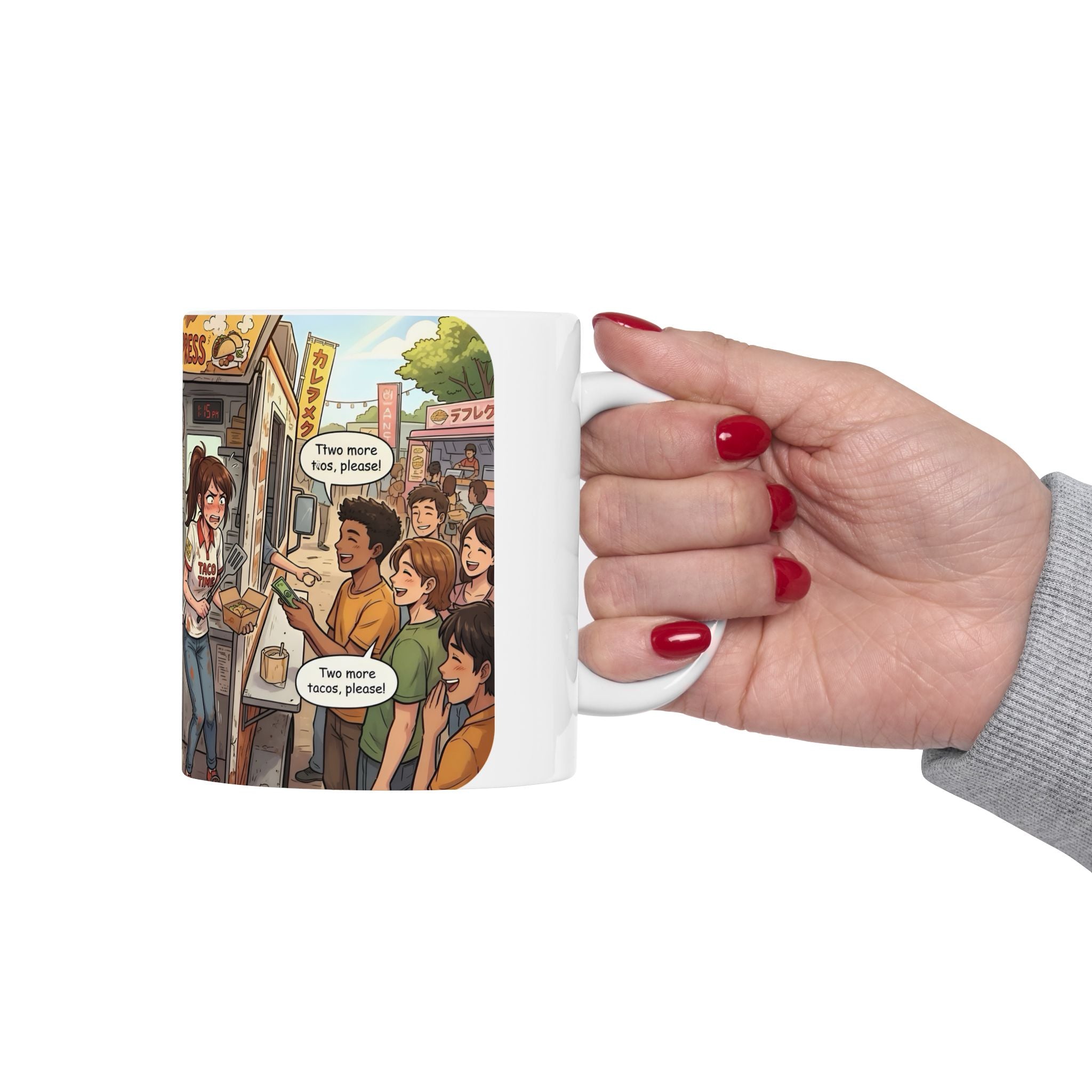 The Hungry Express "Gotta Go" White Ceramic Mug, Busy Food Truck Crew Cup (11oz/15oz)