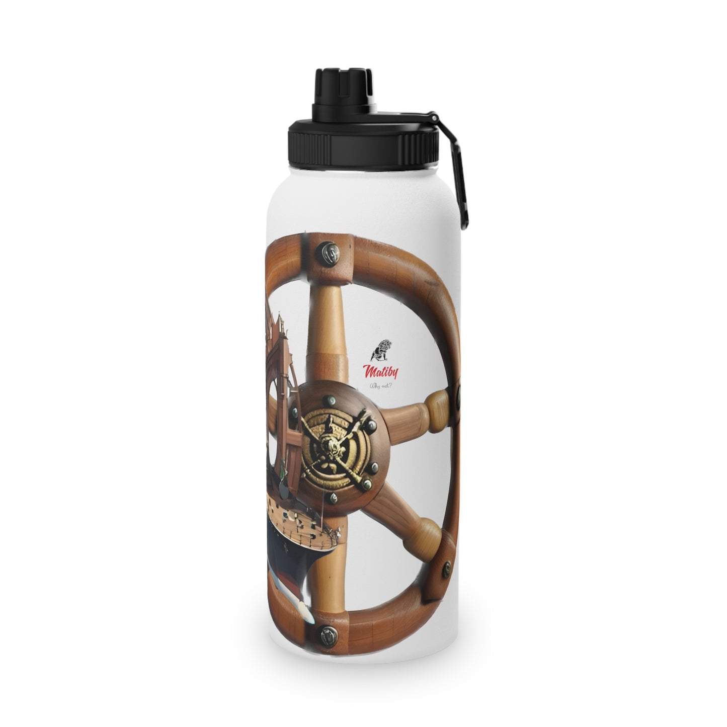 Nautical Helm Stainless Steel Water Bottle, Sports Lid