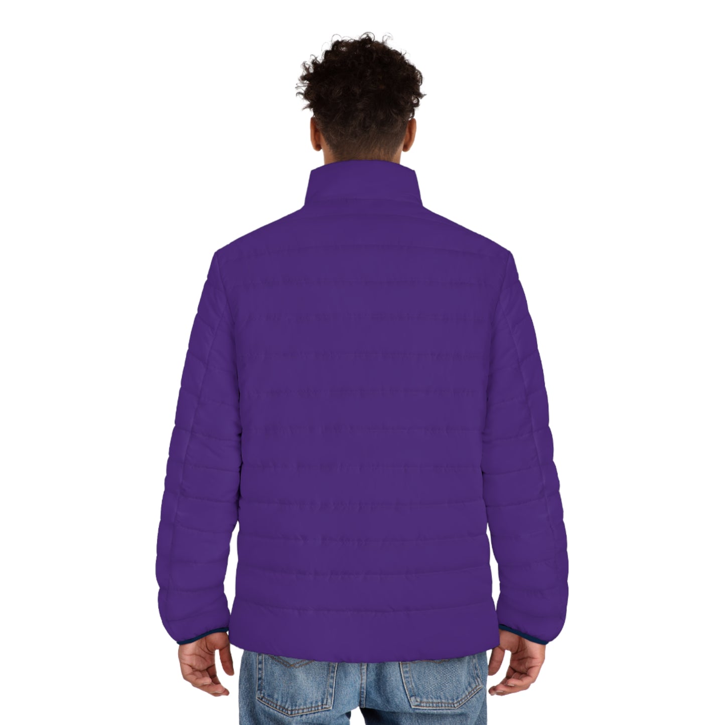 Men's Purple Puffer Jacket (AOP)