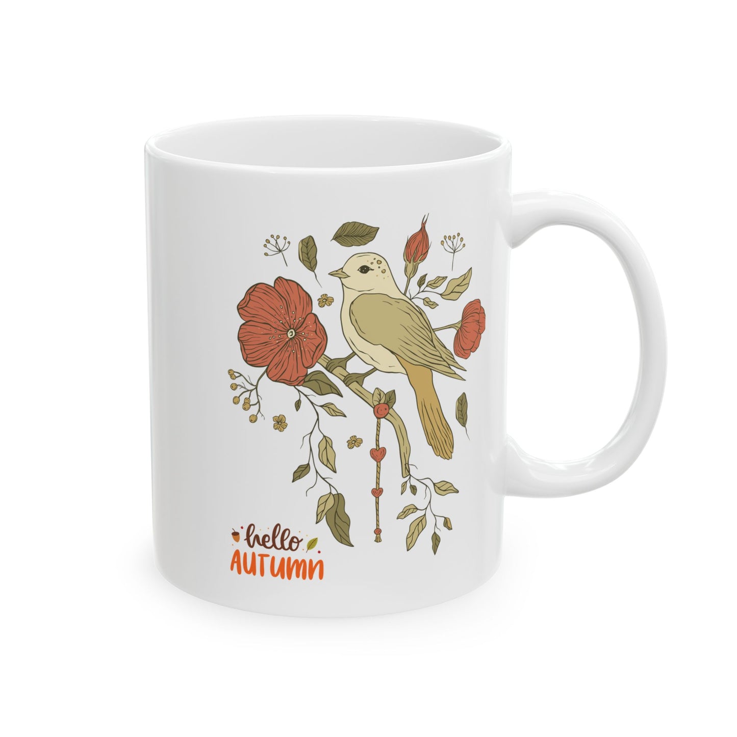 Journeys Hello Autumn Seasons of Change Ceramic Mugs, Gifts for Pet Lovers, Mugs for Bird Lovers, Cute Seasonal Mugs, Mug for All Occasions, Thanksgiving Mug