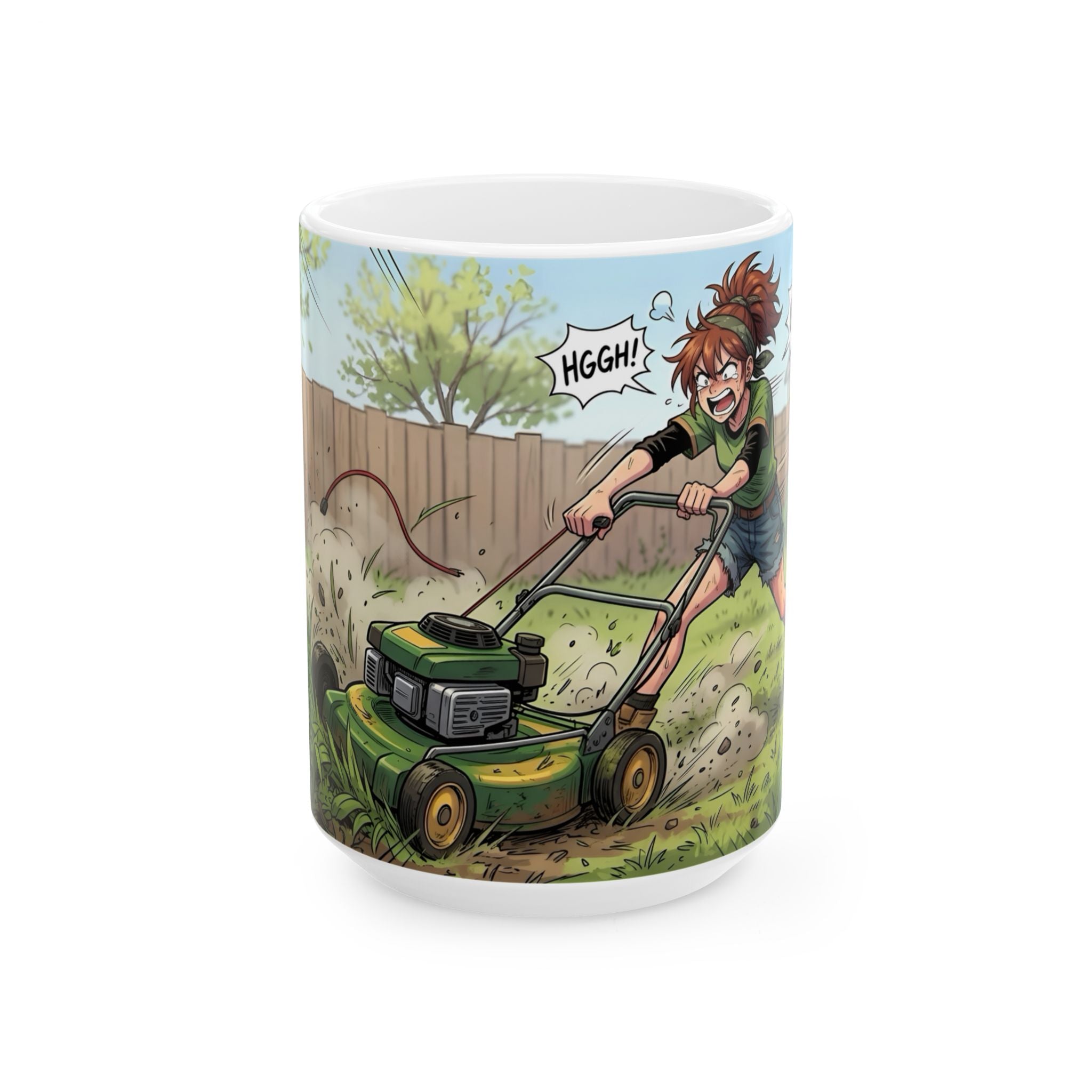 Wifey & The Lawn Mower White Ceramic Mug – Funny Mowing Gardener's Tea Cup (11oz & 15oz)