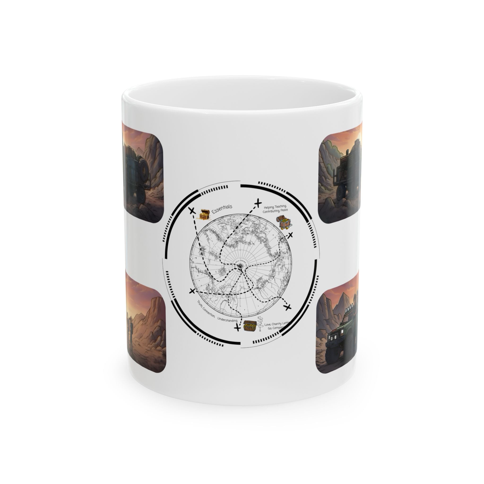 Adventure 4x4 Trucks #22, Game Dev, Photography, & Explorers On The Go White Ceramic Mug — Find Your Path To The Essentials Cup (11oz & 15oz)
