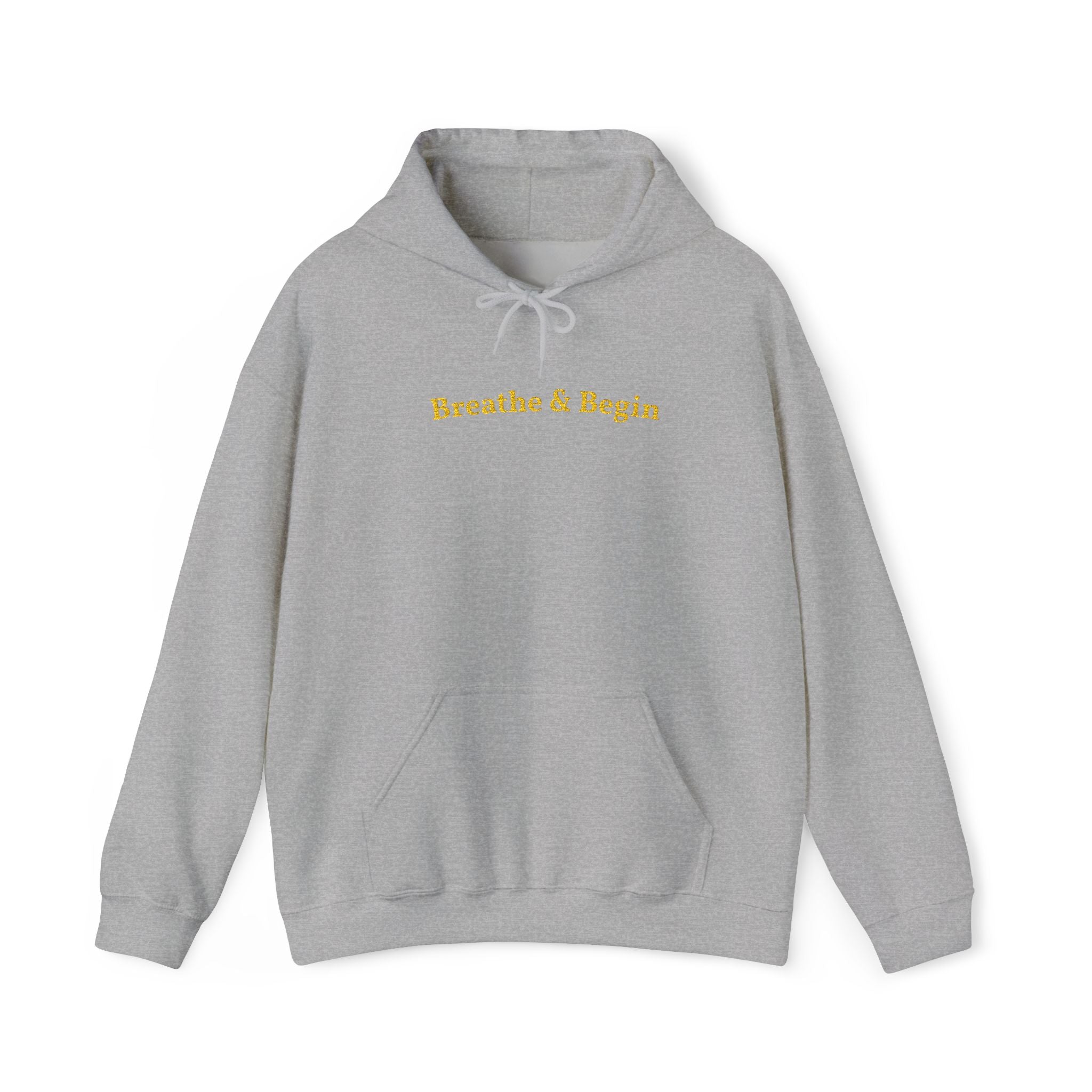 Breathe & Begin Gold Embroidered Unisex Heavy Blend Hooded Sweatshirt, Strength And Hope Hoodie