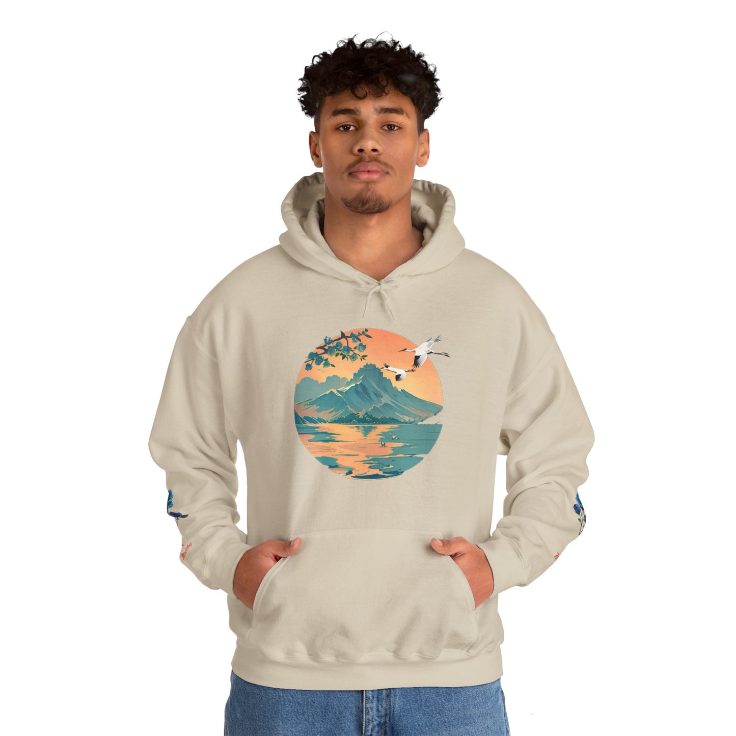 Japanese Blue Roses Landscape Unisex Heavy Blend™ Hooded Sweatshirt