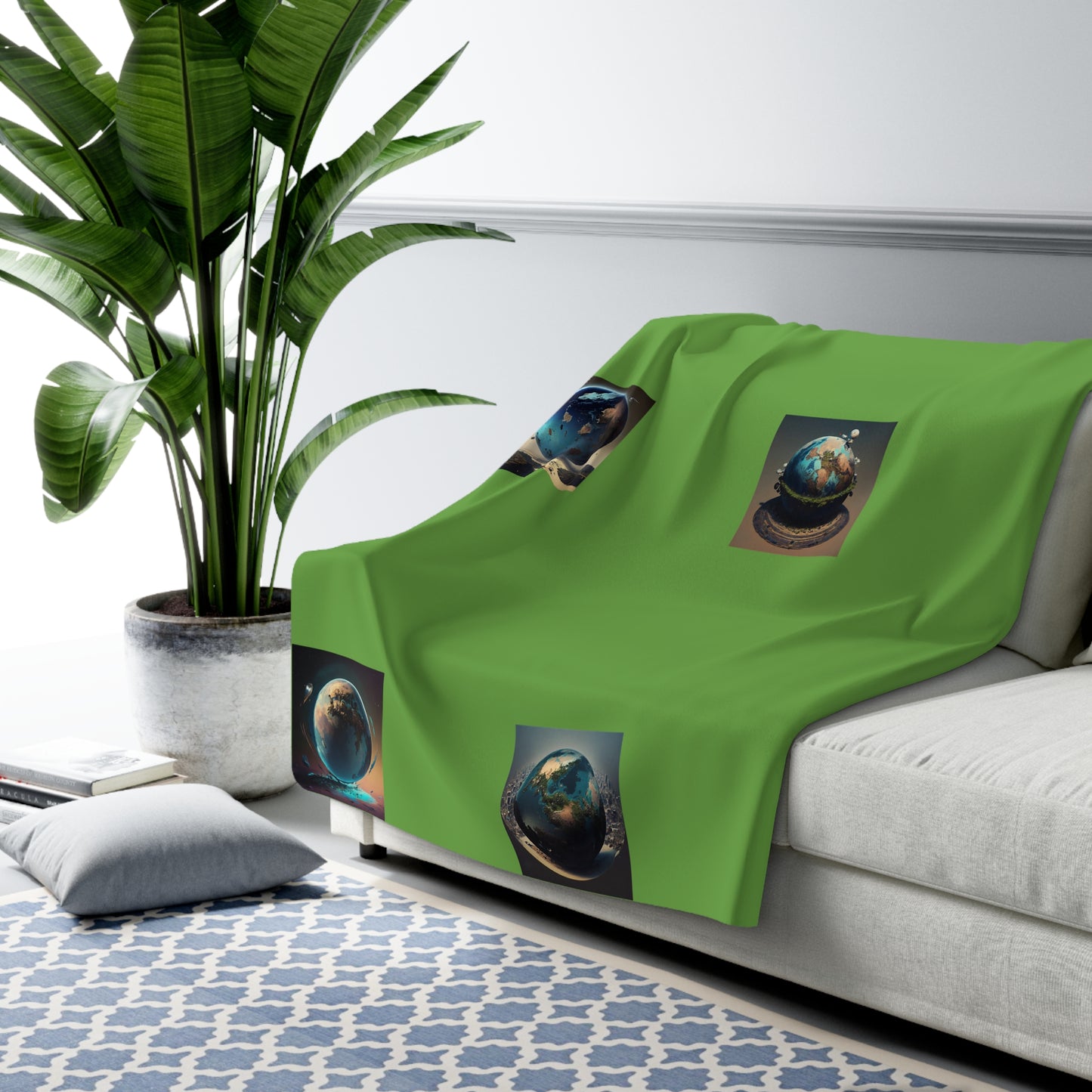 Matiby MEK Green Sherpa Fleece Blanket