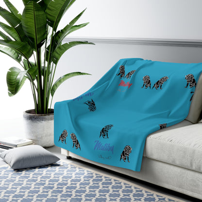 Matiby Lion Teal Sherpa Fleece Blanket