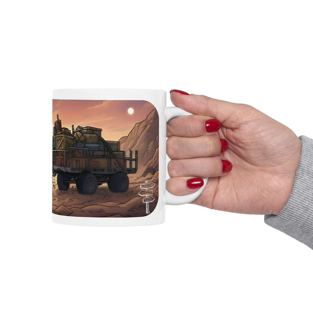 Adventure 4x4 Trucks #32, Young Couples On The Move White Ceramic Mug — Find Your Path To The Essentials Cup (11oz & 15oz)