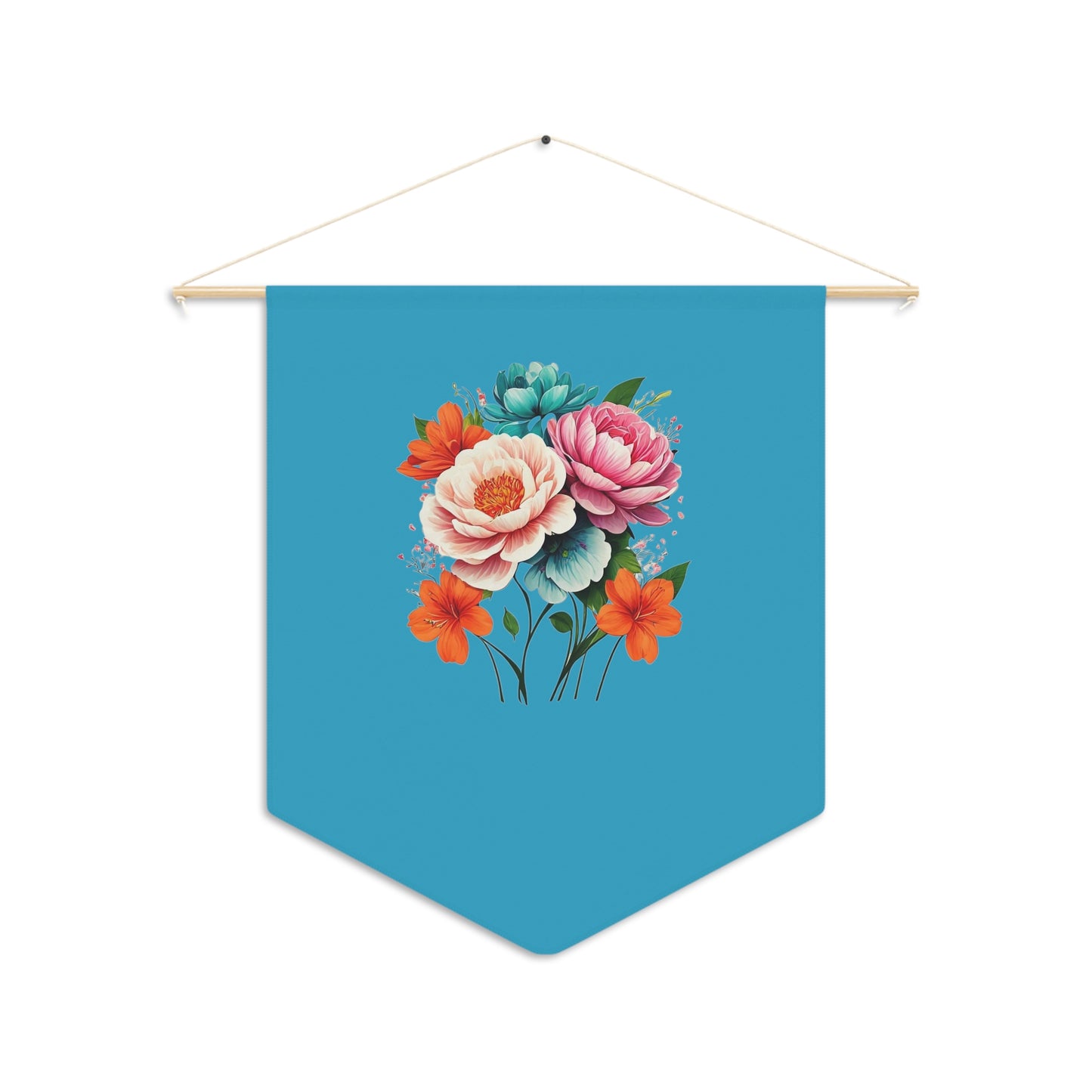 E Floral Turquoise Pennant