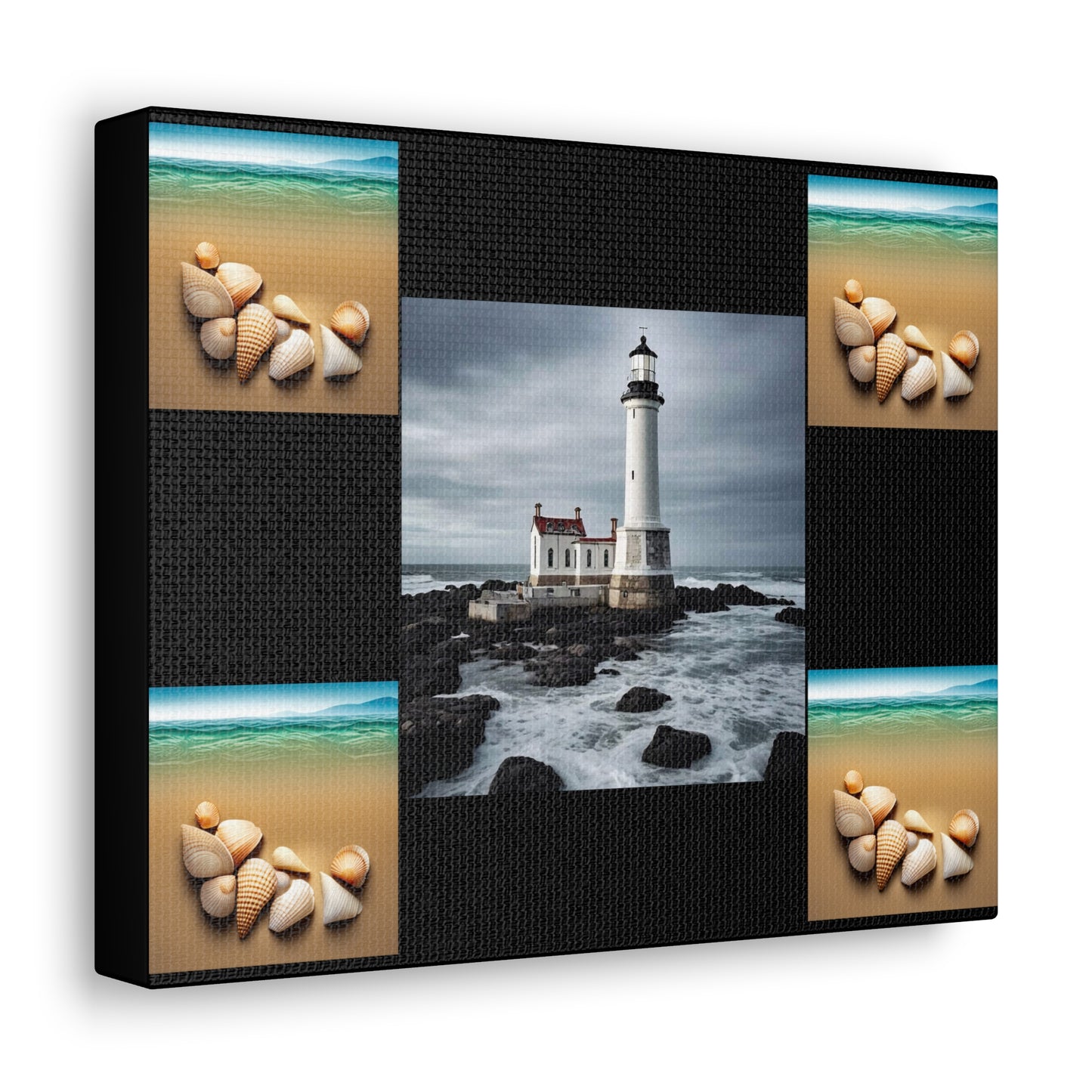 Lighthouse Black Canvas Gallery Wraps