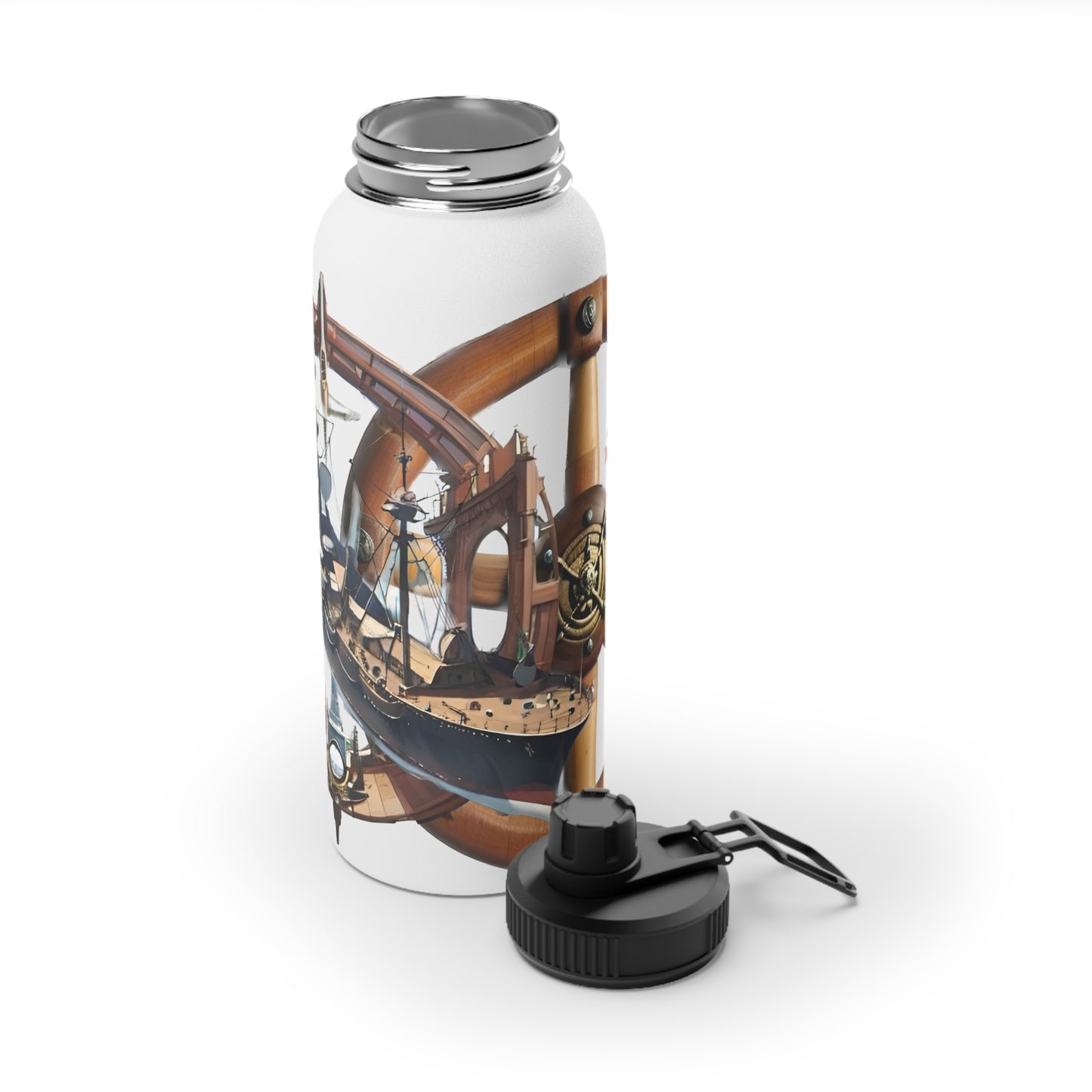 Nautical Helm Stainless Steel Water Bottle, Sports Lid