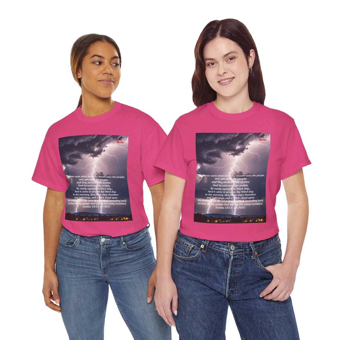 Lightning Style People Tremble Unisex Heavy Cotton Tee, Dual Side, W Font