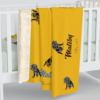 Matiby Lion Yellow Sherpa Fleece Blanket