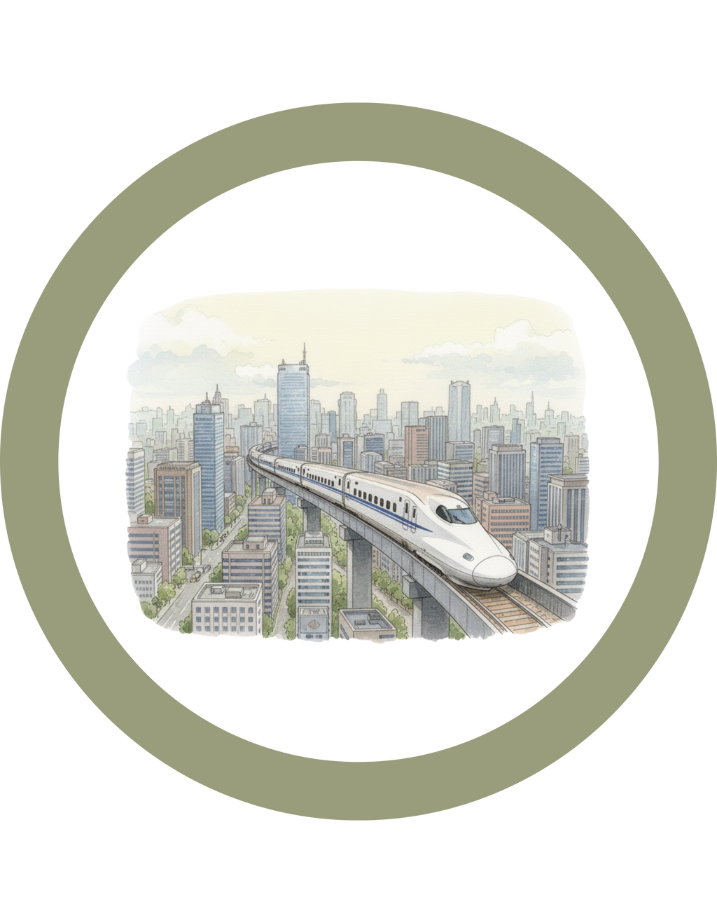 Circular Crewneck Bullet Train Sweatshirt — Vintage Locomotive Over The Metro Sweater