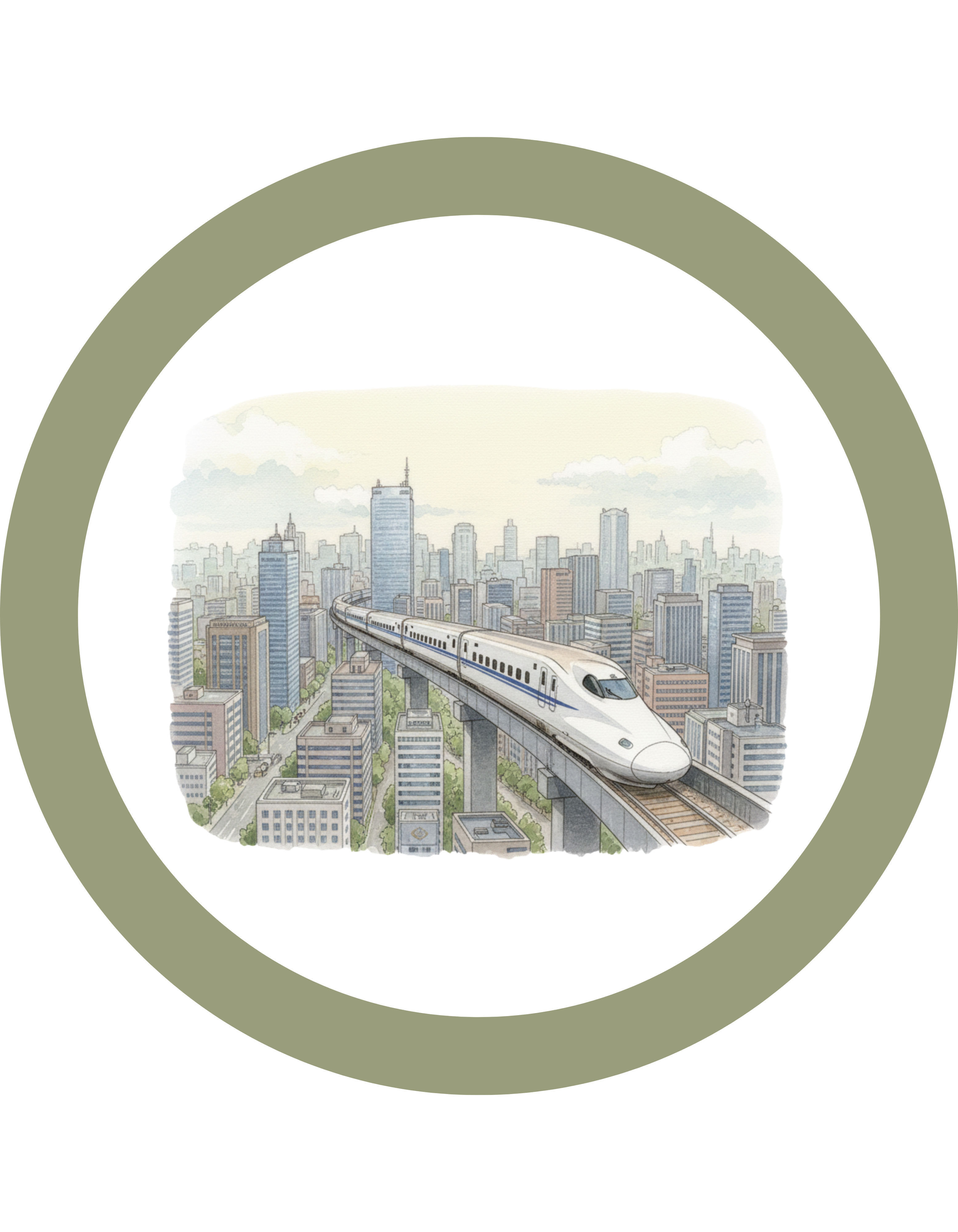 Circular Crewneck Bullet Train Sweatshirt — Vintage Locomotive Over The Metro Sweater