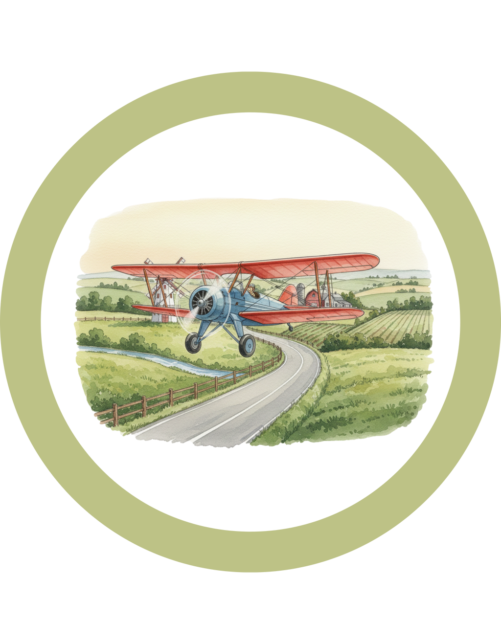Scenic Countryside Crewneck Sweatshirt, Vintage Antique Aircraft Sweater