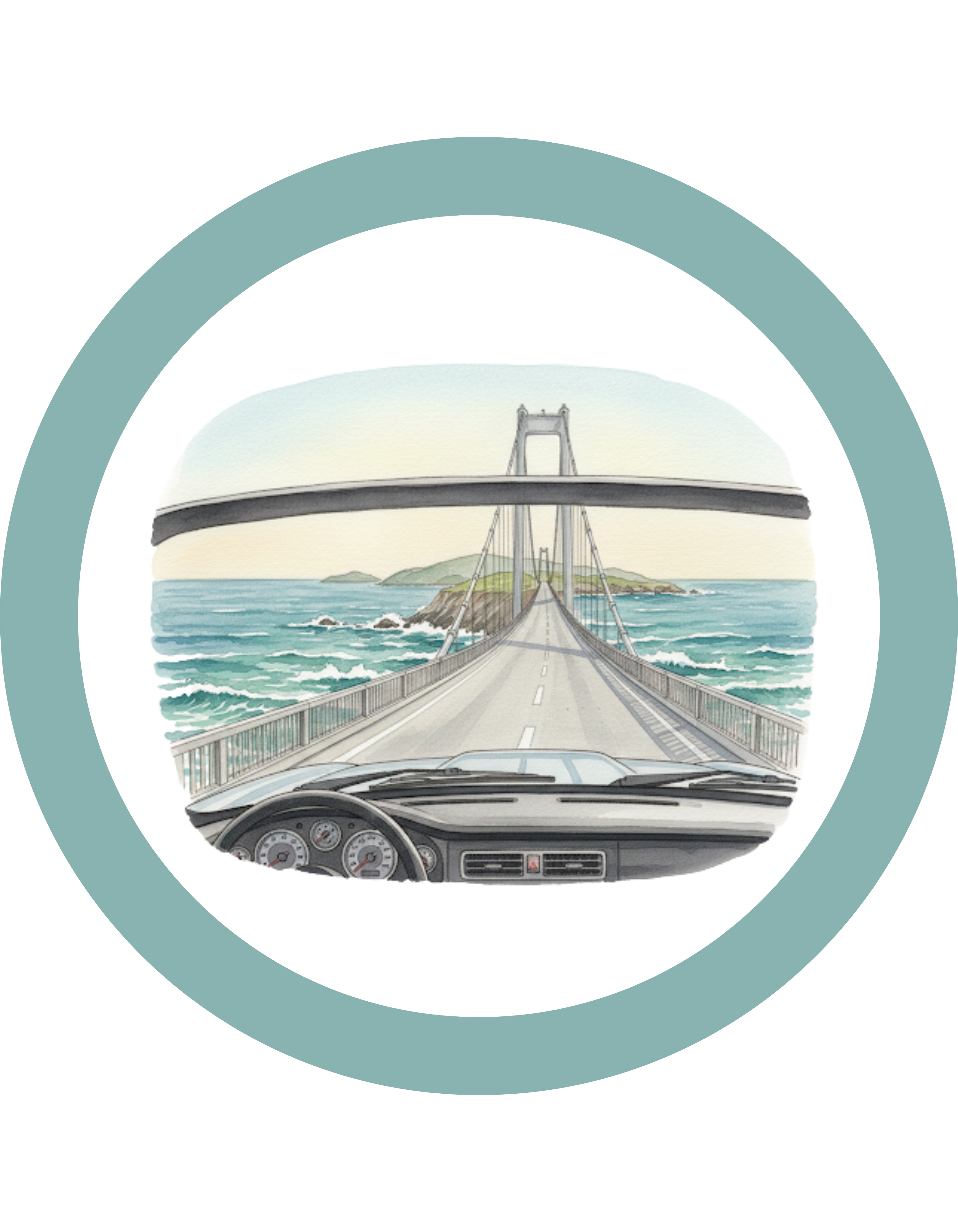 Coastal Bridge Drive Circle Crewneck Sweatshirt