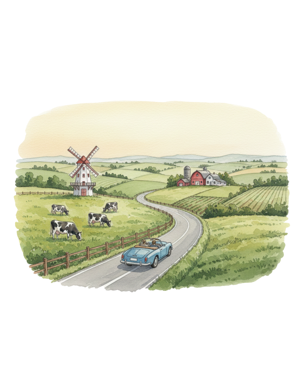 Scenic Convertible Countryside Drive White Ceramic Mug (11oz, 15oz), Relaxing and Cozy Open Road Mountain Getaway Cup