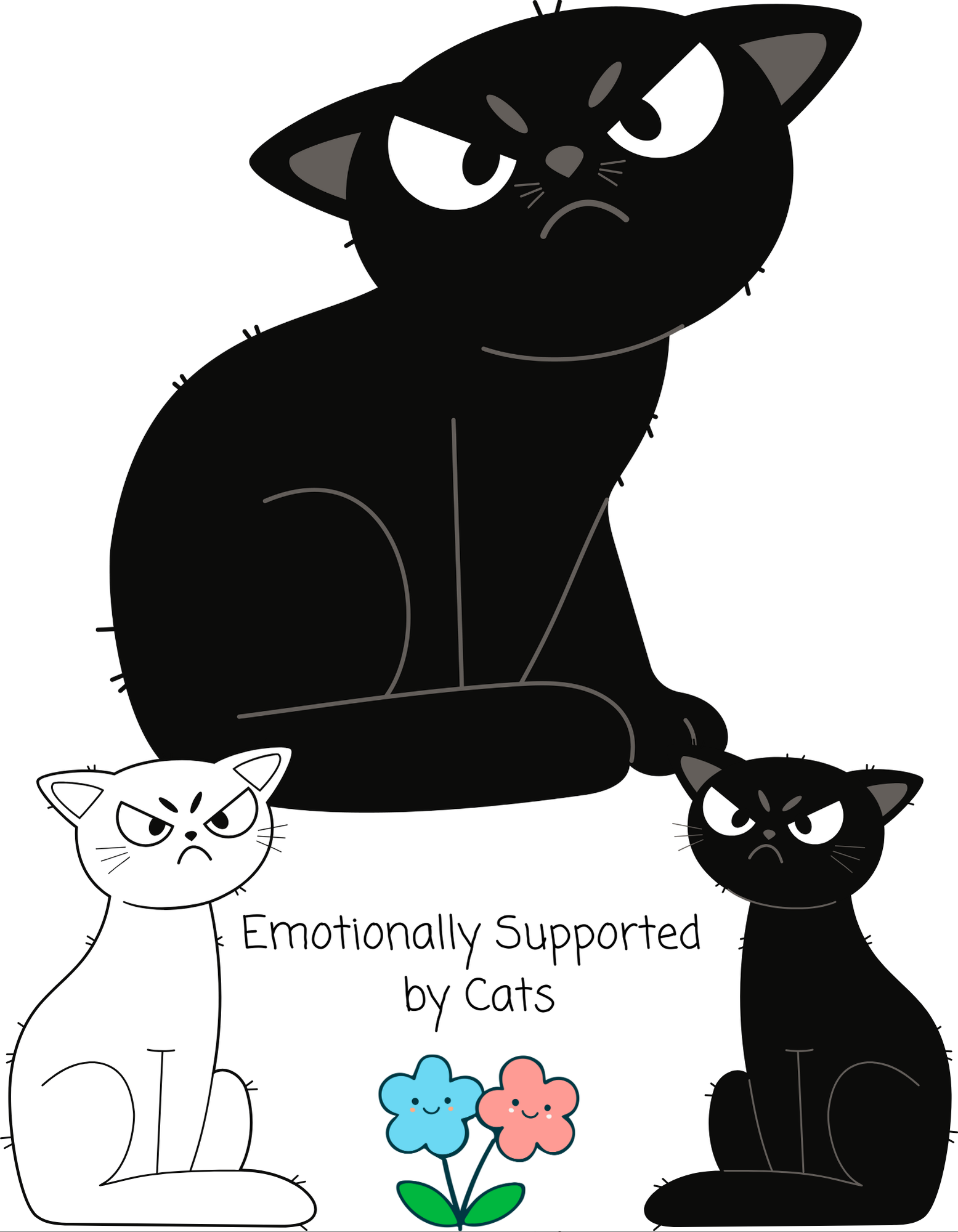 Emotionally Supported by Cats White Ceramic Mug – Cute Black & White Sassy Kitties Tea Cup (11oz & 15oz)