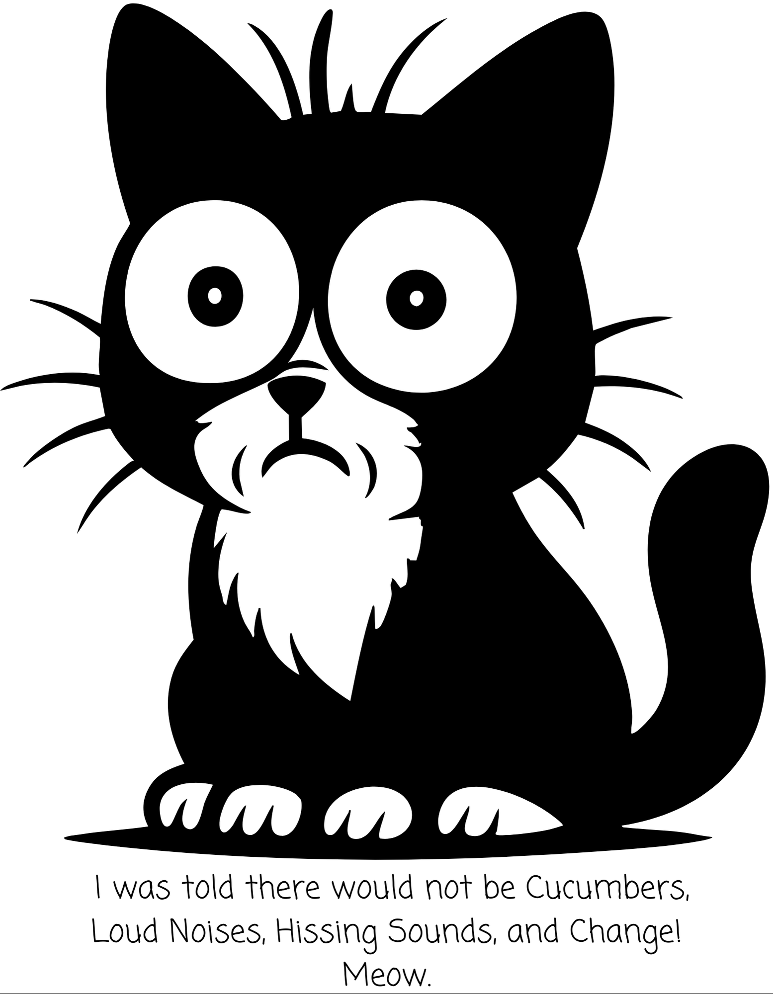 Cat Contemplating Catastrophe White Ceramic Mug - Cute Anxious Black Kitten Tea Cup (11oz & 15oz)