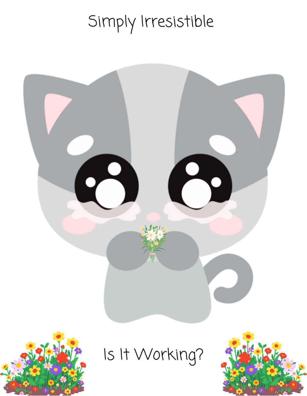 Cozy Simply Irresistible Cat White Ceramic Mug — Floral Kitten Lover Tea Cup (11oz, 15oz)