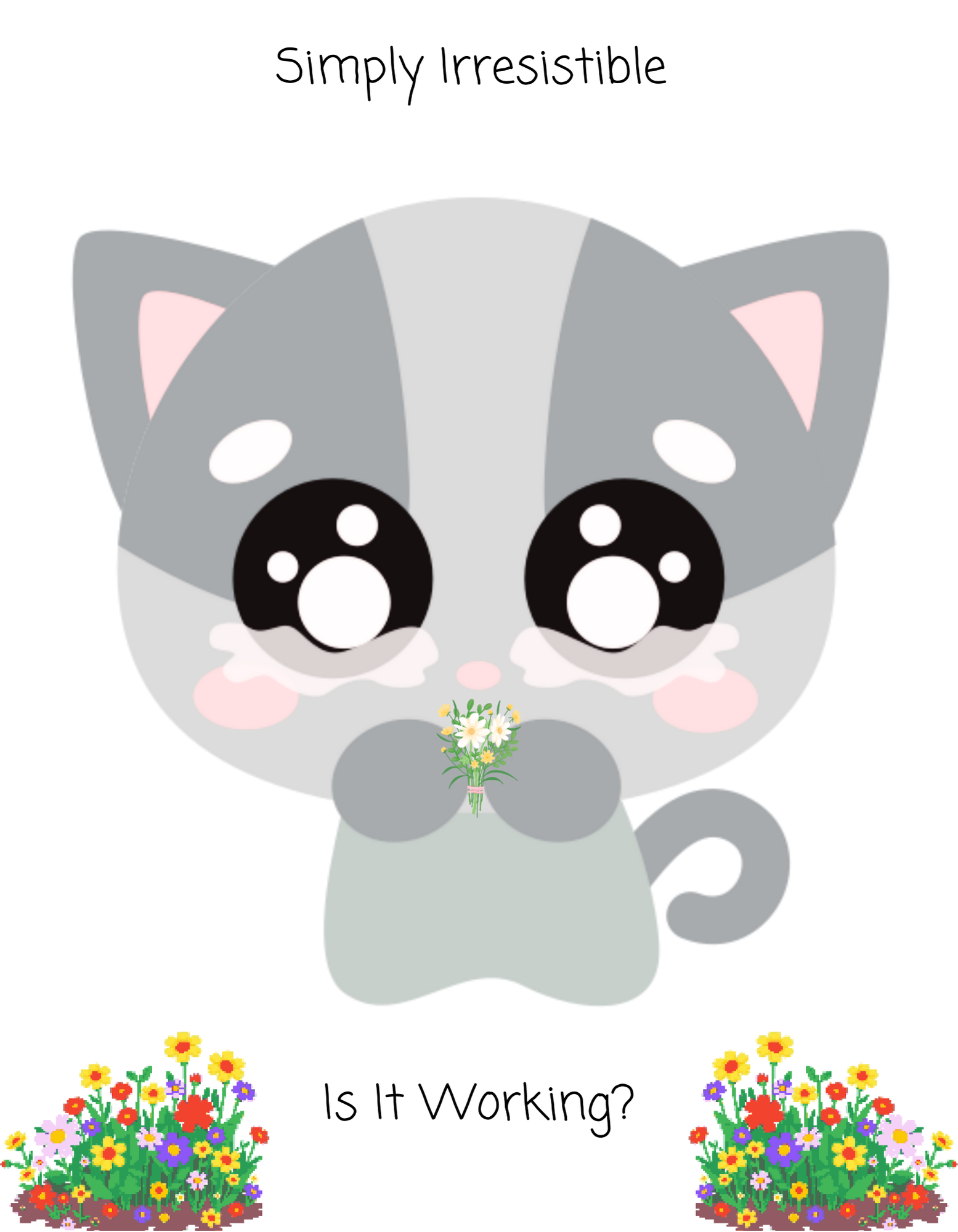 Cozy Simply Irresistible Cat White Ceramic Mug — Floral Kitten Lover Tea Cup (11oz, 15oz)